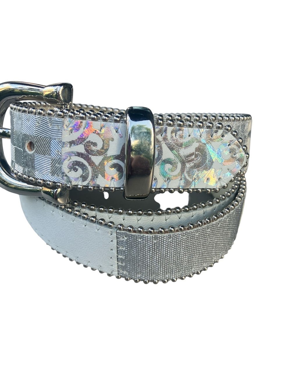 Vtg Elite Fresno CA Leather Belt M Western Space Cowgirl Boho Silver Horseshoe - Picture 6 of 9